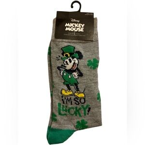 Disney Mickey Mouse St. Patrick’s Day “I’m So Lucky” Crew Socks NWT